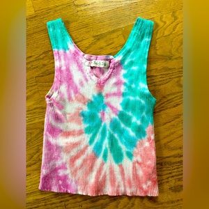 Cropped Tank Tie Dye - Cotton Tank Top - Small